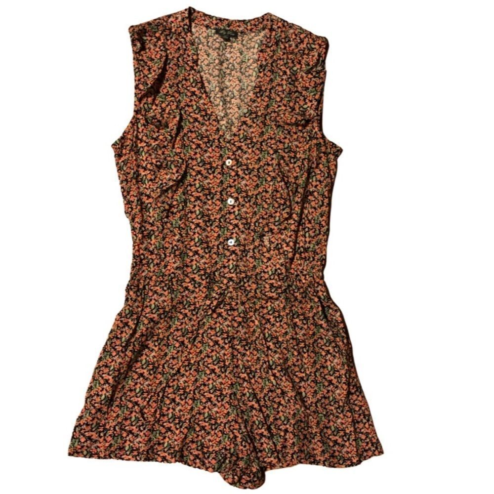 Lily Rose floral dark print button up romper size XS
